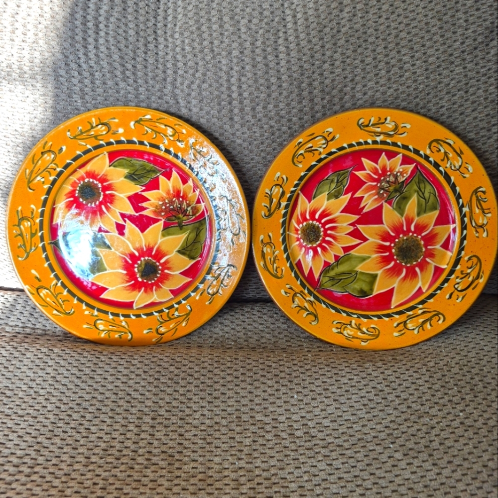 Pier 1 Sunflower Terracotta salad Plates (2)